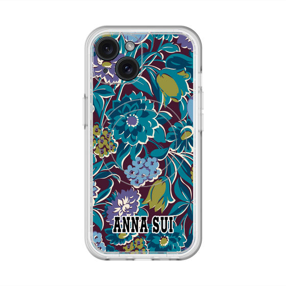 スリムプロテクションプレミアムケース with MagSafe［ ANNA SUI - ガーデンフワラー - シアン ］