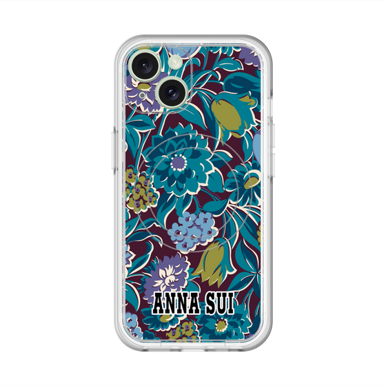 スリムプロテクションプレミアムケース with MagSafe［ ANNA SUI - ガーデンフワラー - シアン ］