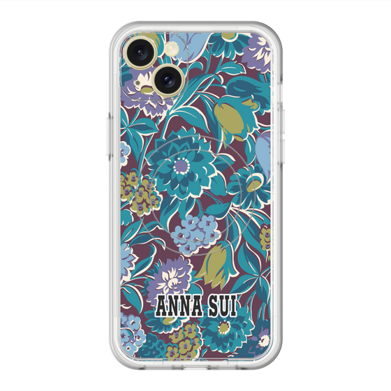 スリムプロテクションプレミアムケース with MagSafe［ ANNA SUI - ガーデンフワラー - シアン ］