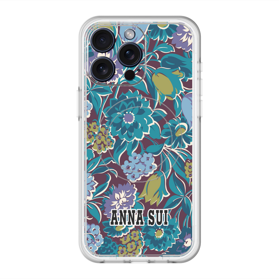 スリムプロテクションプレミアムケース with MagSafe［ ANNA SUI - ガーデンフワラー - シアン ］