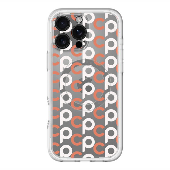 スリムプロテクションプレミアムケース with MagSafe［ オリジナル - CASEPLAYイニシャル総柄 - オレンジ ］