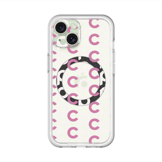 スリムプロテクションプレミアムケース with MagSafe［ オリジナル - CASEPLAYイニシャル総柄 - ピンク ］