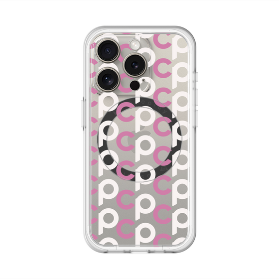 スリムプロテクションプレミアムケース with MagSafe［ オリジナル - CASEPLAYイニシャル総柄 - ピンク ］
