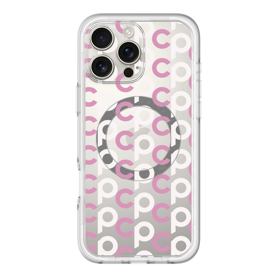 スリムプロテクションプレミアムケース with MagSafe［ オリジナル - CASEPLAYイニシャル総柄 - ピンク ］