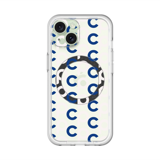 スリムプロテクションプレミアムケース with MagSafe［ オリジナル - CASEPLAYイニシャル総柄 - ネイビー ］
