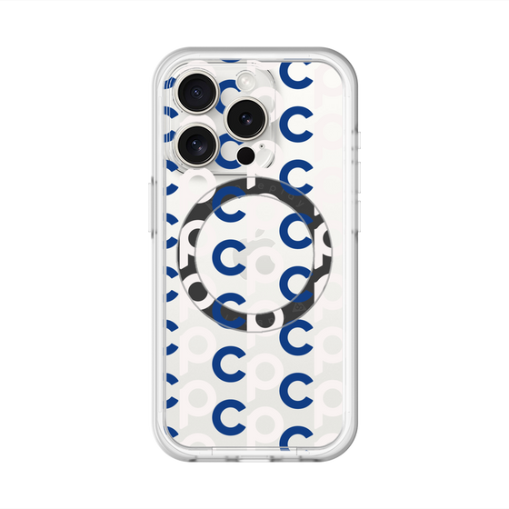 スリムプロテクションプレミアムケース with MagSafe［ オリジナル - CASEPLAYイニシャル総柄 - ネイビー ］