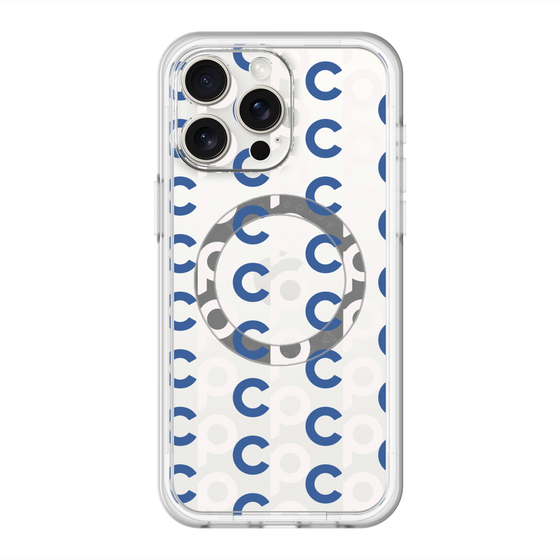 スリムプロテクションプレミアムケース with MagSafe［ オリジナル - CASEPLAYイニシャル総柄 - ネイビー ］