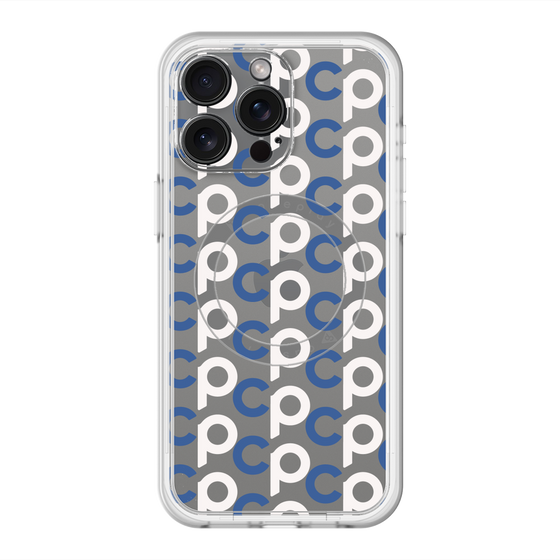 スリムプロテクションプレミアムケース with MagSafe［ オリジナル - CASEPLAYイニシャル総柄 - ネイビー ］