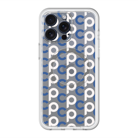 スリムプロテクションプレミアムケース with MagSafe［ オリジナル - CASEPLAYイニシャル総柄 - ネイビー ］