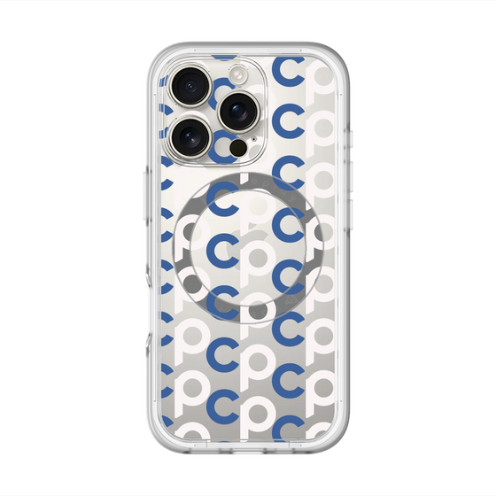 スリムプロテクションプレミアムケース with MagSafe［ オリジナル - CASEPLAYイニシャル総柄 - ネイビー ］
