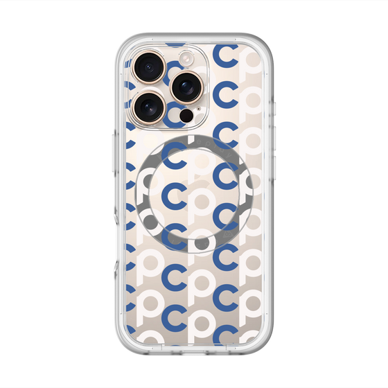 スリムプロテクションプレミアムケース with MagSafe［ オリジナル - CASEPLAYイニシャル総柄 - ネイビー ］