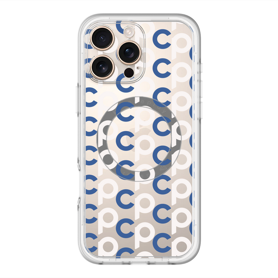 スリムプロテクションプレミアムケース with MagSafe［ オリジナル - CASEPLAYイニシャル総柄 - ネイビー ］