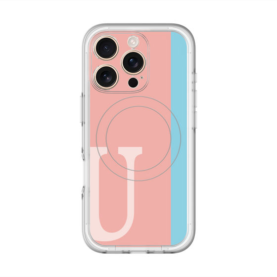 スリムプロテクションプレミアムケース with MagSafe［ オリジナル - initial color line - U pink ］