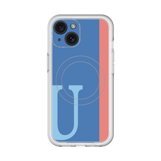 スリムプロテクションプレミアムケース with MagSafe［ オリジナル - initial color line - U blue ］