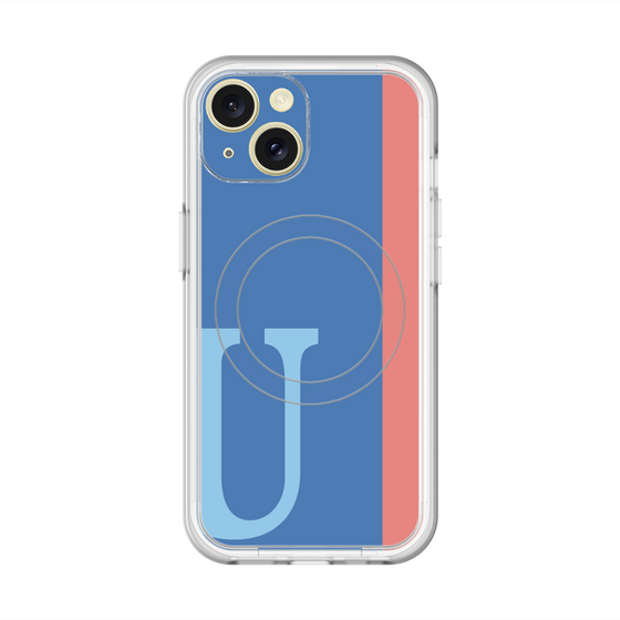 スリムプロテクションプレミアムケース with MagSafe［ オリジナル - initial color line - U blue ］