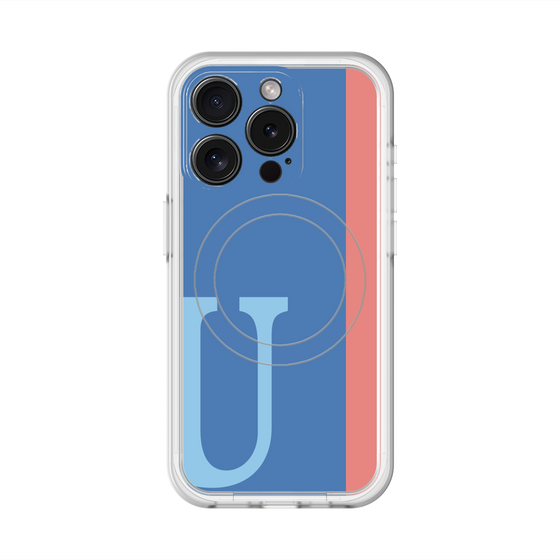 スリムプロテクションプレミアムケース with MagSafe［ オリジナル - initial color line - U blue ］