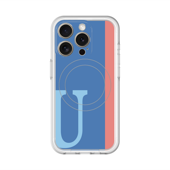 スリムプロテクションプレミアムケース with MagSafe［ オリジナル - initial color line - U blue ］