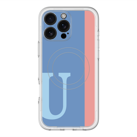 スリムプロテクションプレミアムケース with MagSafe［ オリジナル - initial color line - U blue ］