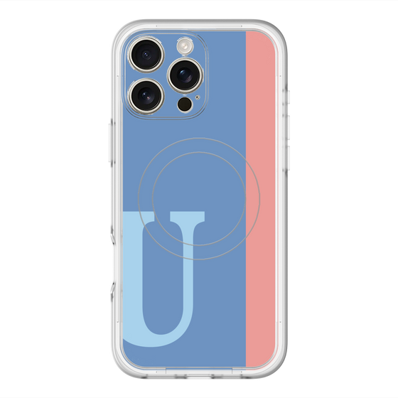 スリムプロテクションプレミアムケース with MagSafe［ オリジナル - initial color line - U blue ］