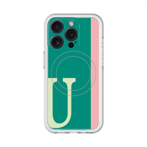 スリムプロテクションプレミアムケース with MagSafe［ オリジナル - initial color line - U green ］