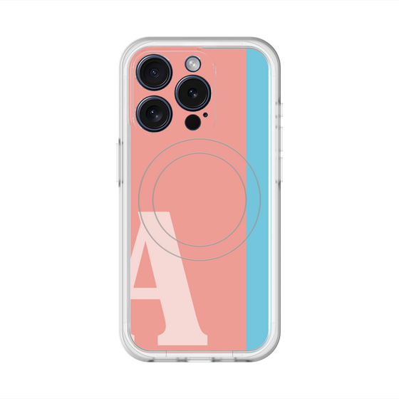 スリムプロテクションプレミアムケース with MagSafe［ オリジナル - initial color line - A pink ］