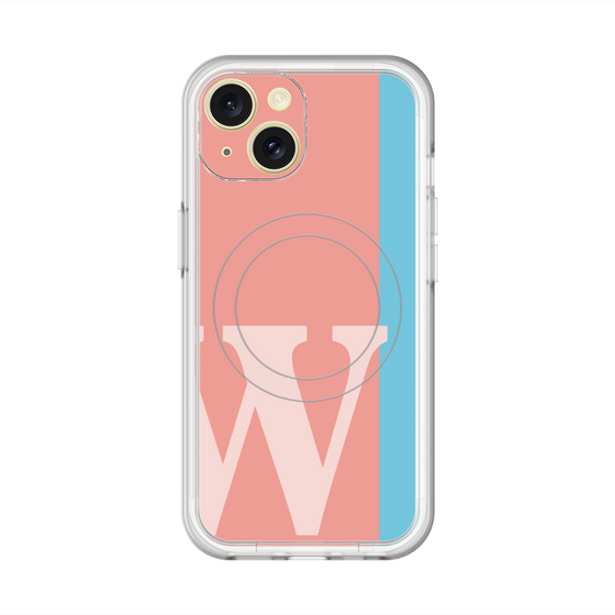 スリムプロテクションプレミアムケース with MagSafe［ オリジナル - initial color line - W pink ］