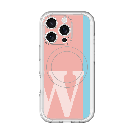 スリムプロテクションプレミアムケース with MagSafe［ オリジナル - initial color line - W pink ］