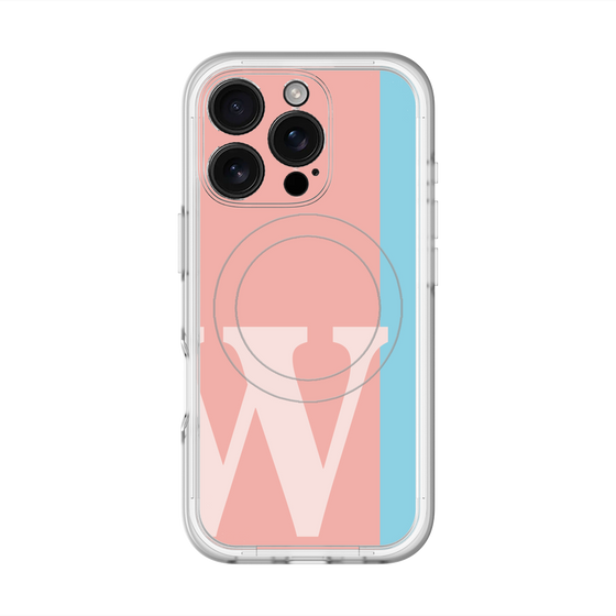スリムプロテクションプレミアムケース with MagSafe［ オリジナル - initial color line - W pink ］