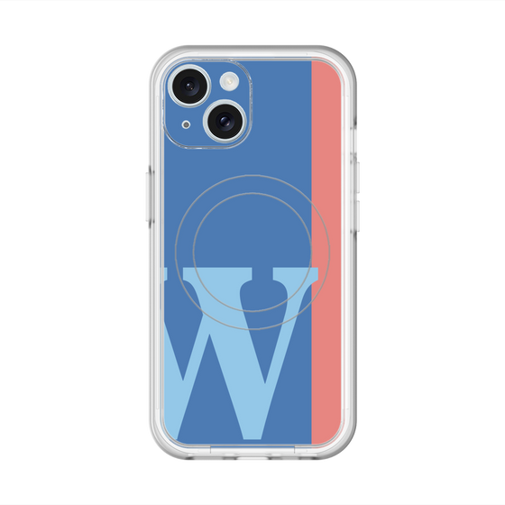 スリムプロテクションプレミアムケース with MagSafe［ オリジナル - initial color line - W blue ］