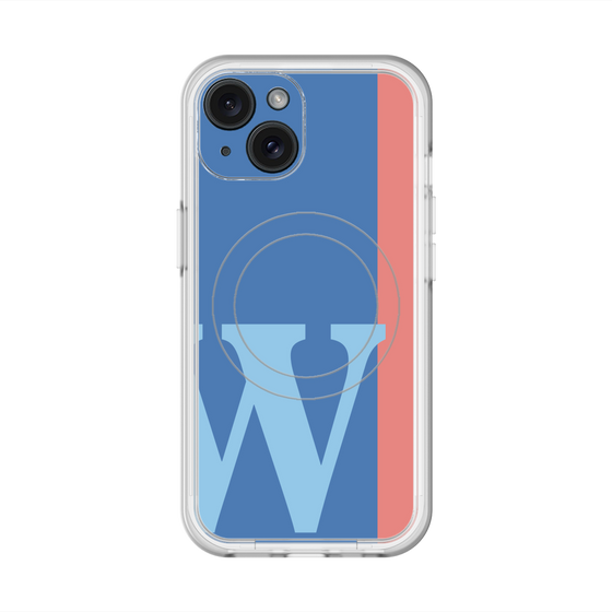スリムプロテクションプレミアムケース with MagSafe［ オリジナル - initial color line - W blue ］