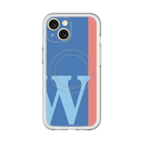 スリムプロテクションプレミアムケース with MagSafe［ オリジナル - initial color line - W blue ］