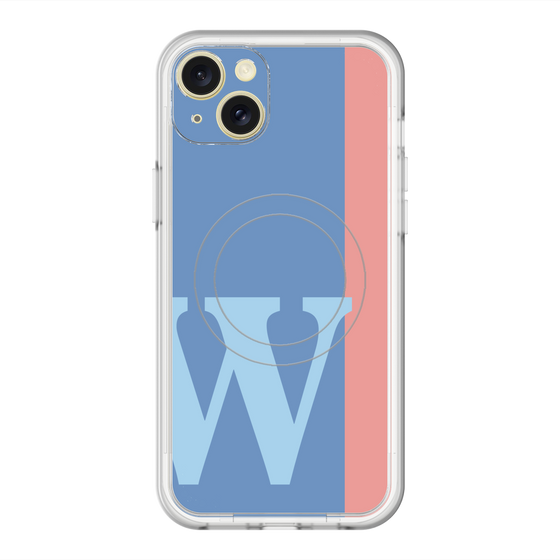 スリムプロテクションプレミアムケース with MagSafe［ オリジナル - initial color line - W blue ］