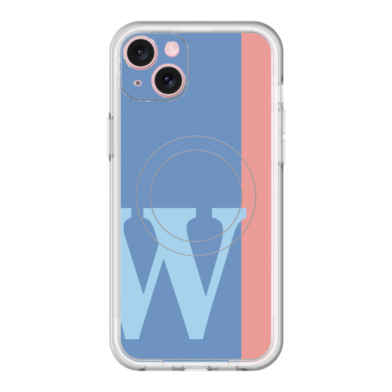スリムプロテクションプレミアムケース with MagSafe［ オリジナル - initial color line - W blue ］