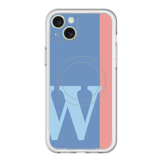 スリムプロテクションプレミアムケース with MagSafe［ オリジナル - initial color line - W blue ］