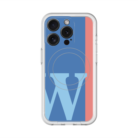 スリムプロテクションプレミアムケース with MagSafe［ オリジナル - initial color line - W blue ］