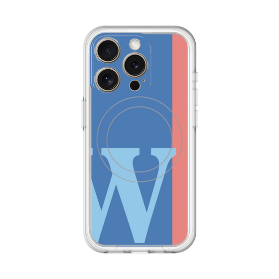 スリムプロテクションプレミアムケース with MagSafe［ オリジナル - initial color line - W blue ］