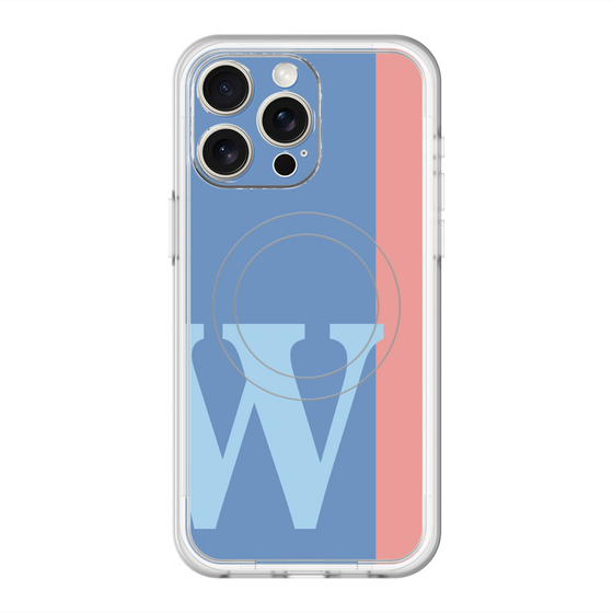 スリムプロテクションプレミアムケース with MagSafe［ オリジナル - initial color line - W blue ］