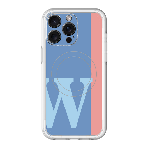 スリムプロテクションプレミアムケース with MagSafe［ オリジナル - initial color line - W blue ］