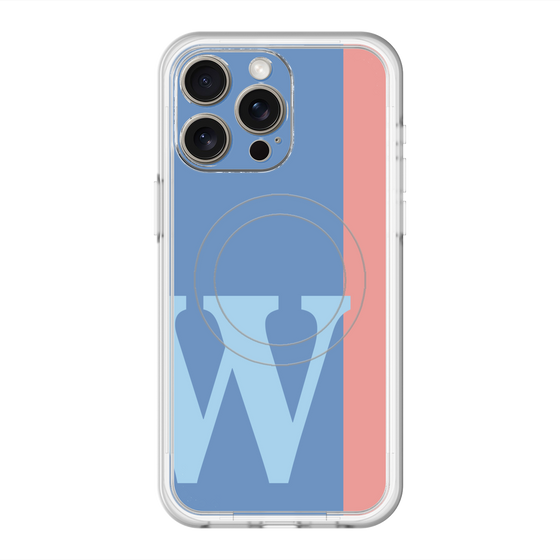 スリムプロテクションプレミアムケース with MagSafe［ オリジナル - initial color line - W blue ］