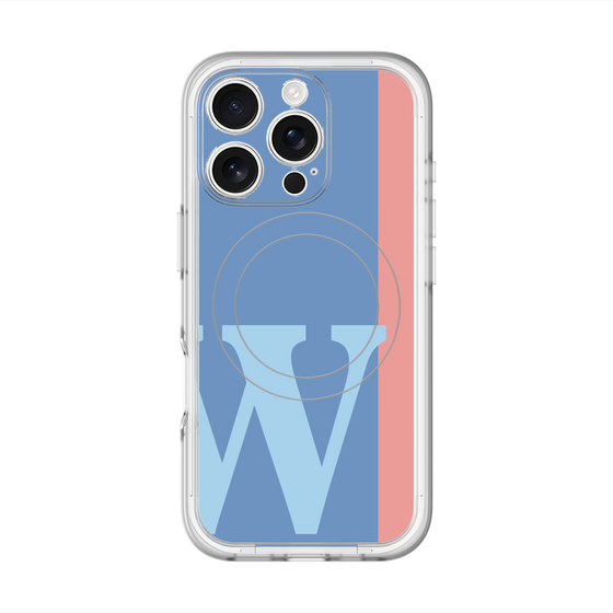 スリムプロテクションプレミアムケース with MagSafe［ オリジナル - initial color line - W blue ］