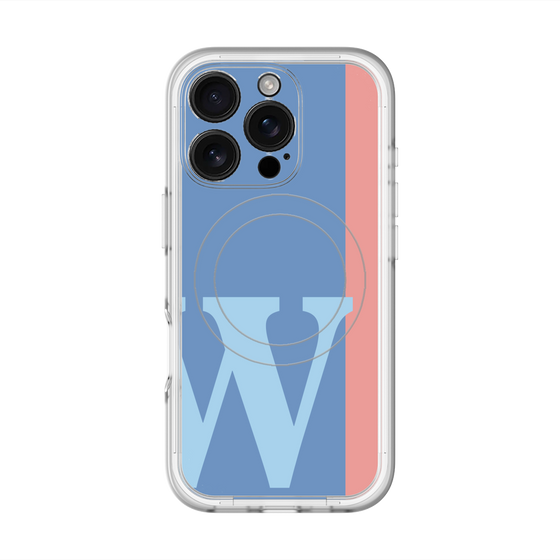 スリムプロテクションプレミアムケース with MagSafe［ オリジナル - initial color line - W blue ］
