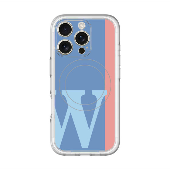 スリムプロテクションプレミアムケース with MagSafe［ オリジナル - initial color line - W blue ］