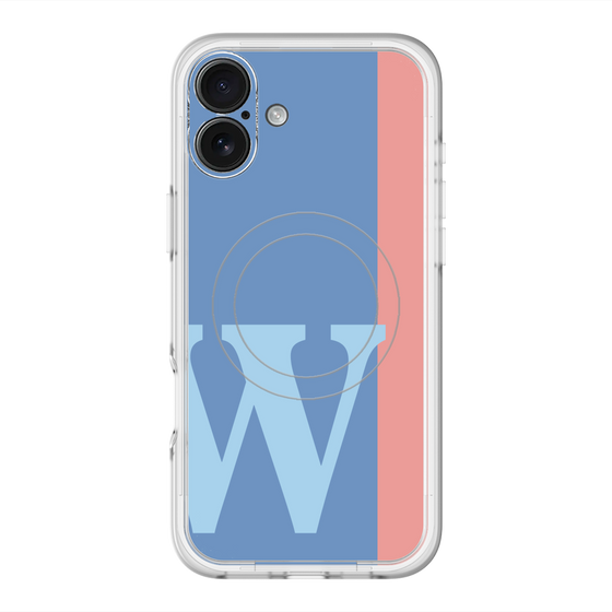 スリムプロテクションプレミアムケース with MagSafe［ オリジナル - initial color line - W blue ］