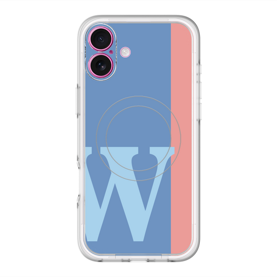 スリムプロテクションプレミアムケース with MagSafe［ オリジナル - initial color line - W blue ］