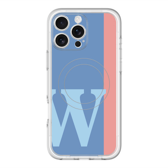 スリムプロテクションプレミアムケース with MagSafe［ オリジナル - initial color line - W blue ］