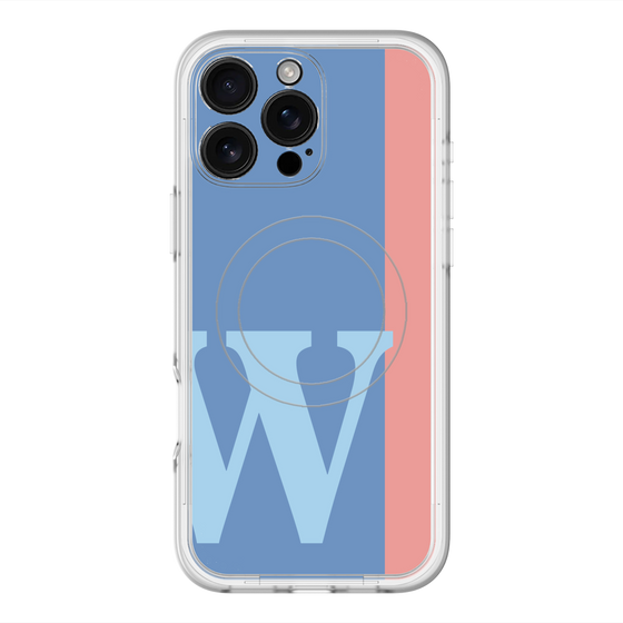 スリムプロテクションプレミアムケース with MagSafe［ オリジナル - initial color line - W blue ］