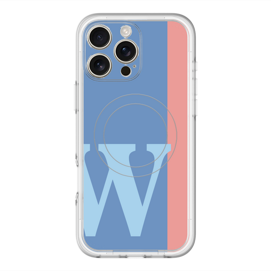 スリムプロテクションプレミアムケース with MagSafe［ オリジナル - initial color line - W blue ］