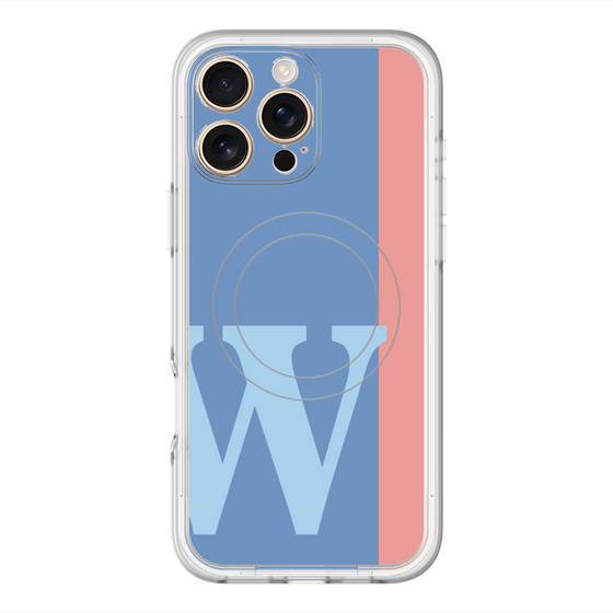 スリムプロテクションプレミアムケース with MagSafe［ オリジナル - initial color line - W blue ］