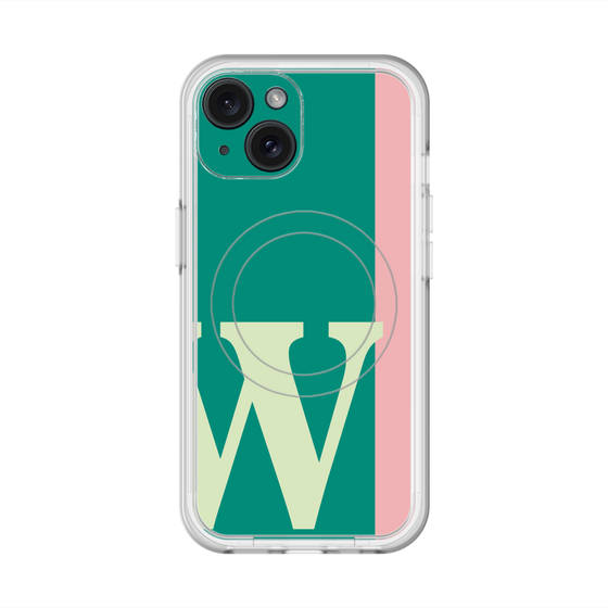 スリムプロテクションプレミアムケース with MagSafe［ オリジナル - initial color line - W green ］