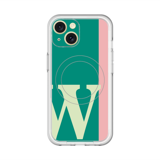 スリムプロテクションプレミアムケース with MagSafe［ オリジナル - initial color line - W green ］